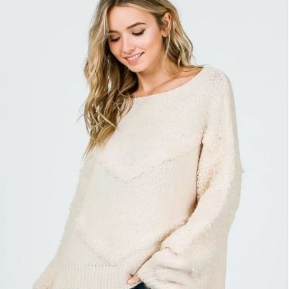 MADISON Textured Chevron stripe Oversized Sweater
